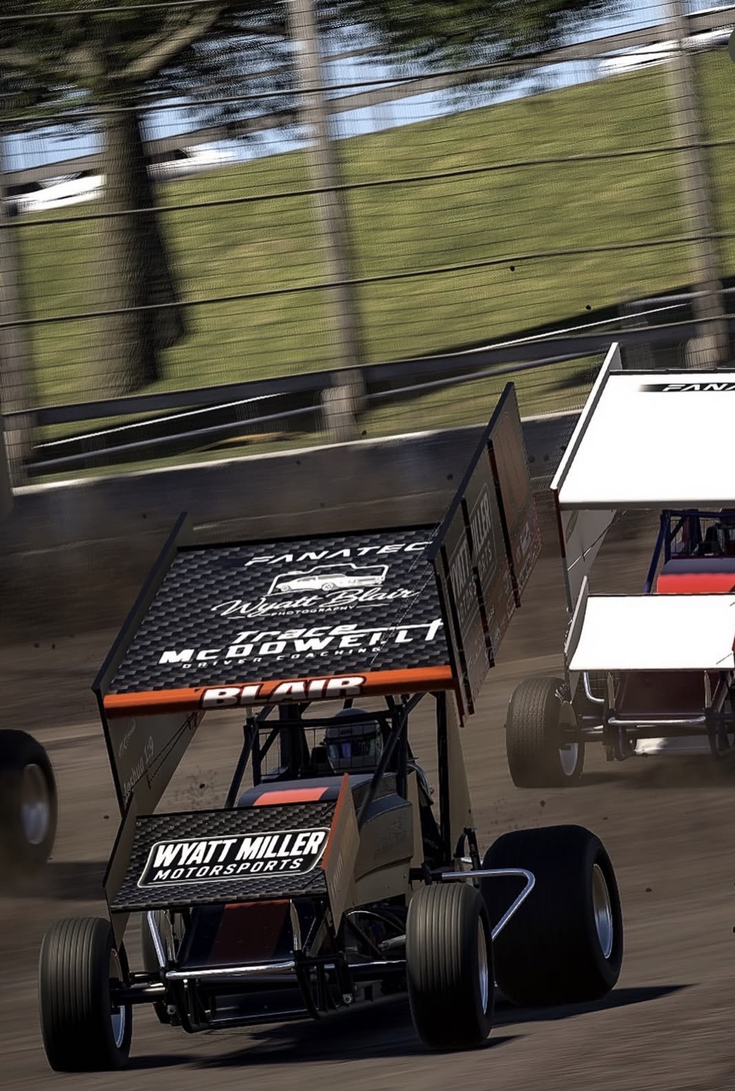 Blair sprint car with Wyatt Miller Motorsports wing